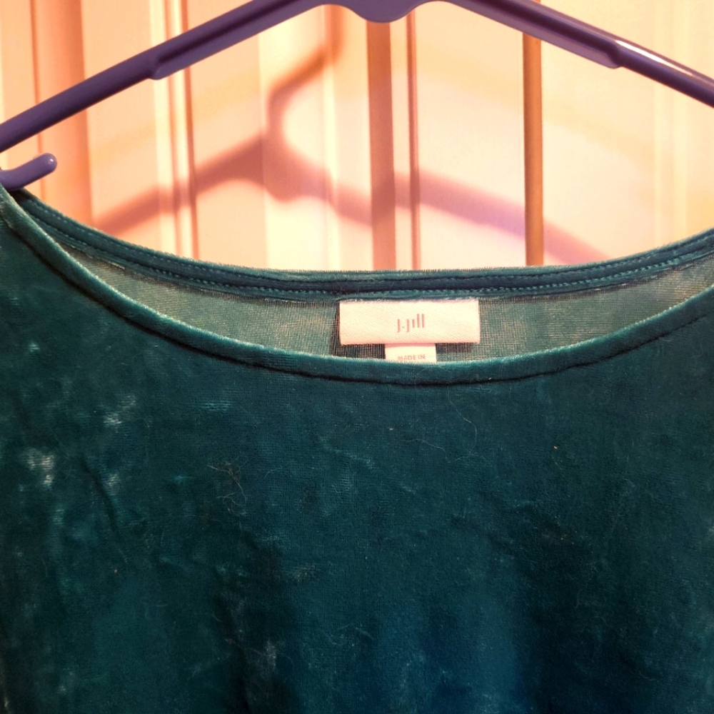 J.JILL VELOUR TOP WITH 3/4 SLEEVES -TEAL COLOR - Picture 6 of 7